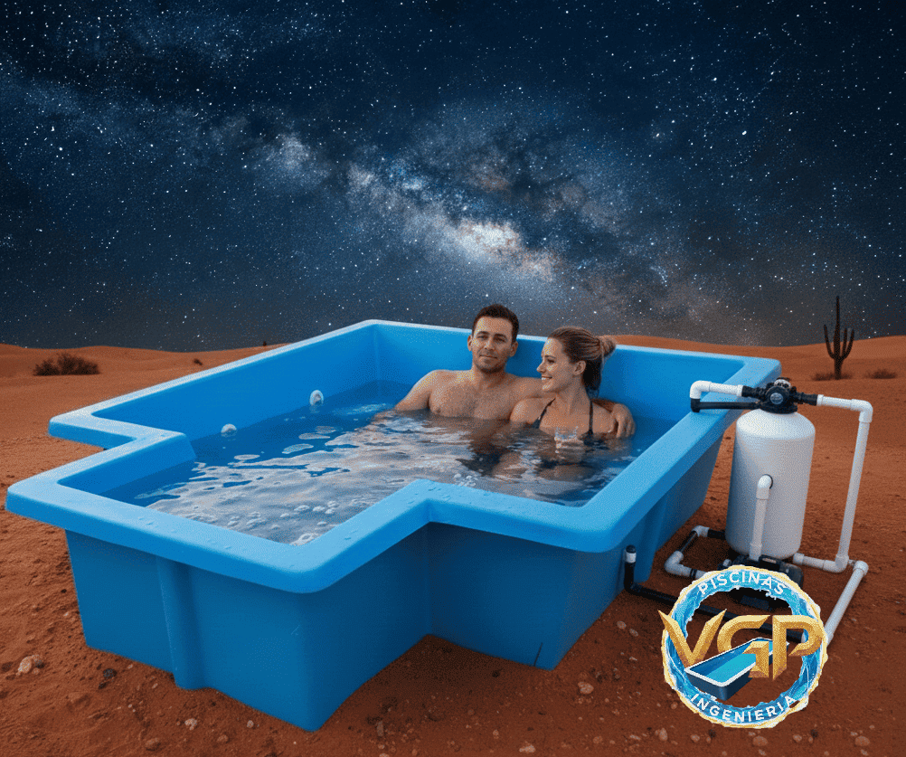 Jacuzzi de 2.2 x 1.8 mts, a media altura, Instala con Nosotros.